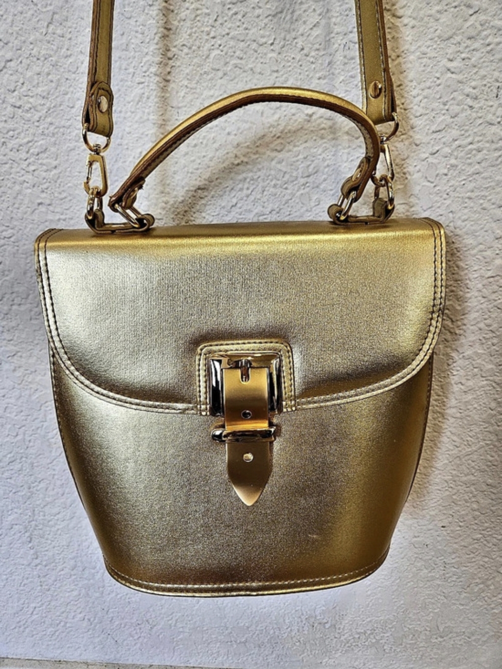 Gold Structured Shoulder Bag Like New